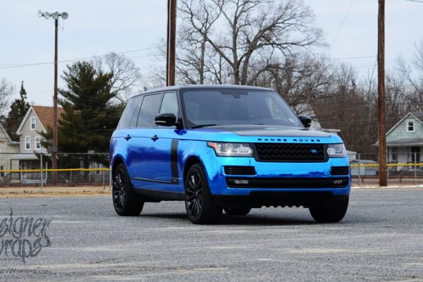 Designer-Wraps-Blue Chrome Land Rover Range Rover